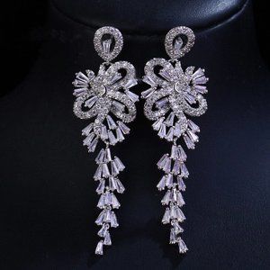 Bridal New Cz Dangling Wedding Earrings - image 1